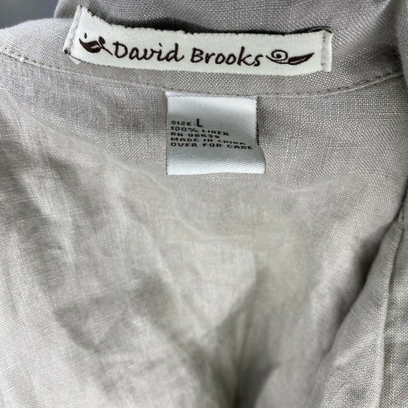 David Brooks Tan Linen Button Down Top Size L - Picture 4 of 4